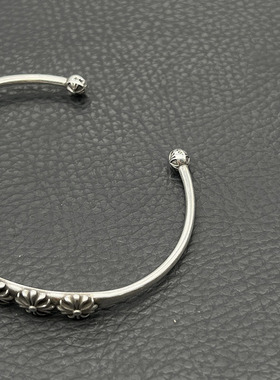 ODEK高级感复古多重十字花手镯男女圆球经典款手环男士霸气潮牌