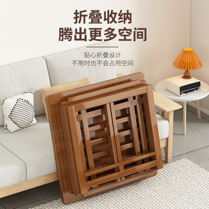 烤火桌子家用折叠烤火架冬季取暖桌小户型餐桌实木正方形炕桌楠竹 - 图0