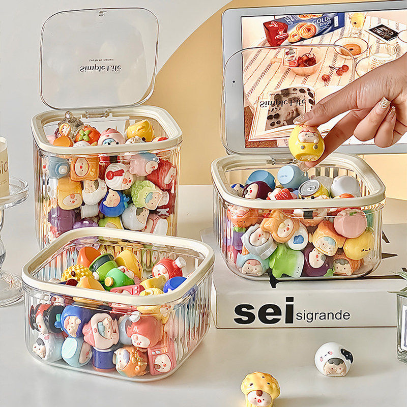 萌粒收纳盒亚克力大容量手办盲盒展示架桌面谷子整理密封罐防尘,淘宝优惠券,粉丝福利购,淘宝优惠卷
