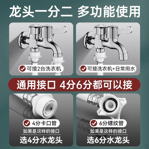 全铜快开龙头止水阀洗衣机龙头家用万能双头双出水双控水龙头 - 图2