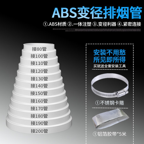 抽油烟机排烟管变径圈排风管大小转换接头厨房烟道管止逆阀变径器 - 图2
