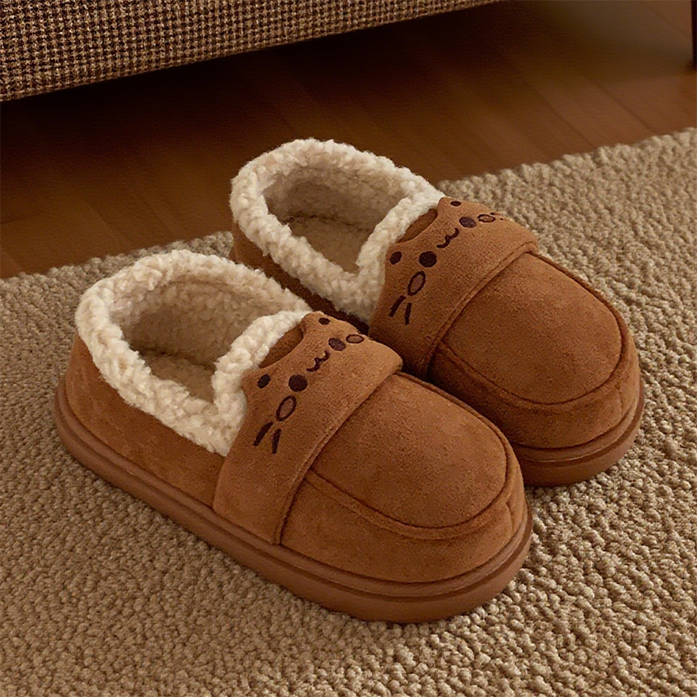 细细条 面包鞋女韩式可爱小猫居家网红秋冬厚底保暖乐福棉拖鞋ins,淘宝优惠券,粉丝福利购,淘宝优惠卷