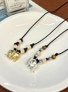 银色小象项链高级感轻奢小众气质设计精致配饰秋冬链卫衣链毛衣