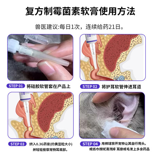 科加斯复方制霉菌素软膏猫咪耳螨专用药马拉色菌耳药宠物狗狗耳炎 - 图3