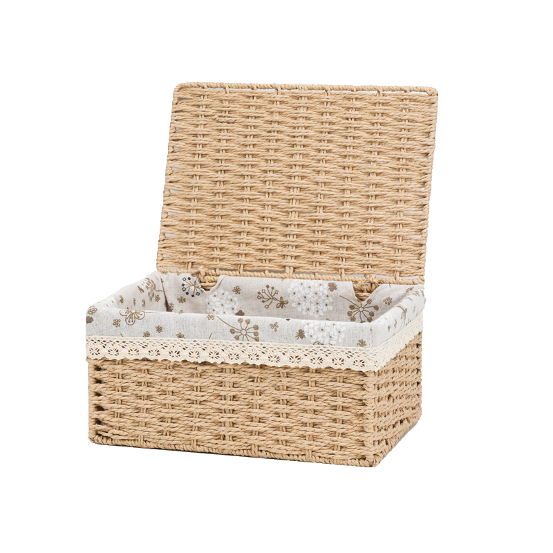 桌面收纳盒零食收纳筐化妆品收纳篮杂物收纳箱藤编编织带盖手工,淘宝优惠券,粉丝福利购,淘宝优惠卷