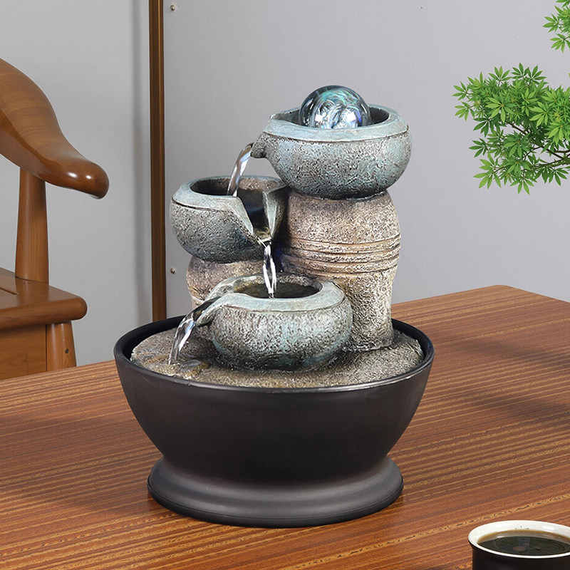 高档桌面流水喷泉摆件循环水办公室客厅玄关风水球轮造景观装饰品,淘宝优惠券,粉丝福利购,淘宝优惠卷