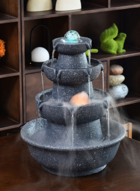 流水喷泉桌面摆件循环风水球轮鱼缸假山家居装饰礼品招财乔迁开业