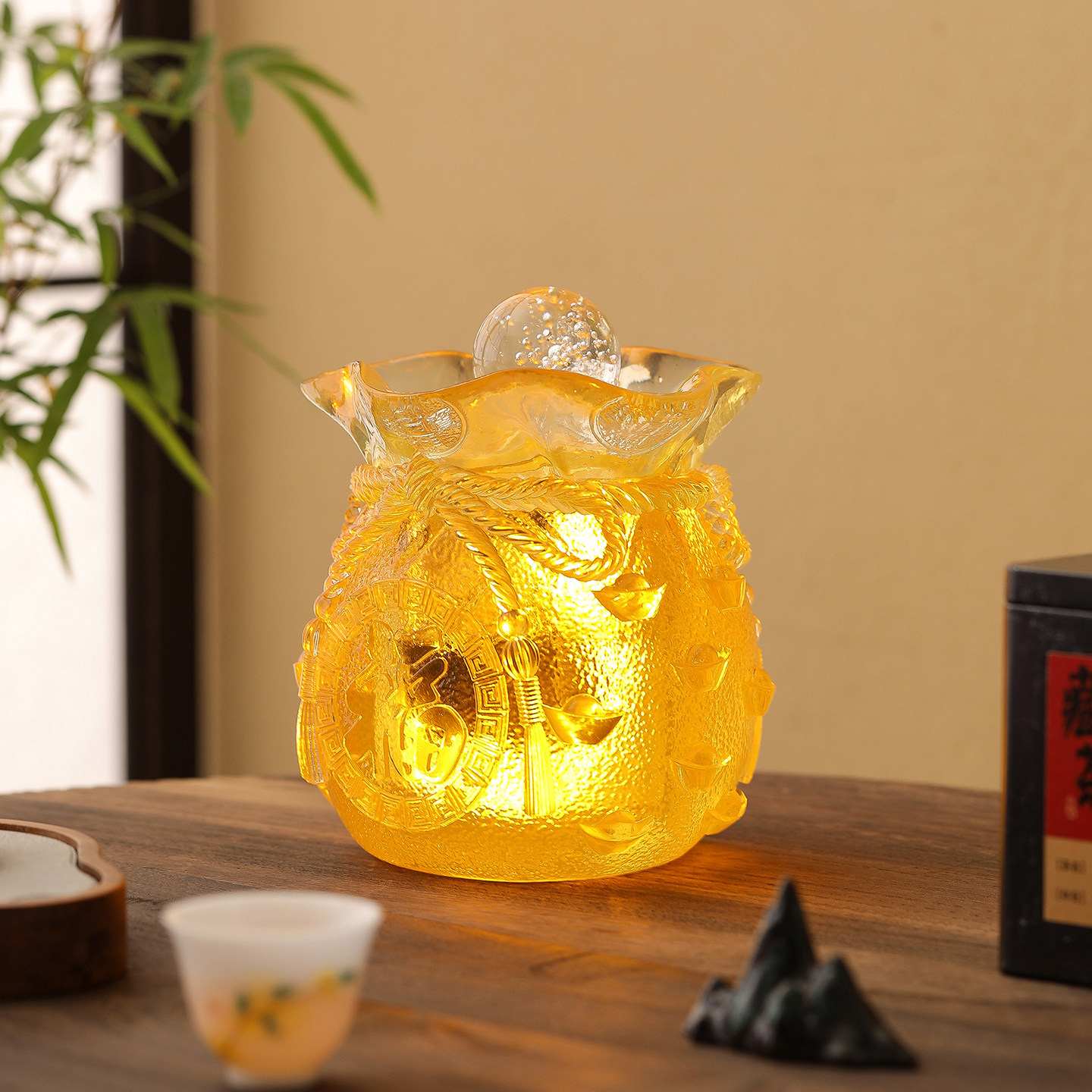 新中式流水生财小摆件客厅电视柜办公室桌面装饰实用高档工艺礼品,淘宝优惠券,粉丝福利购,淘宝优惠卷