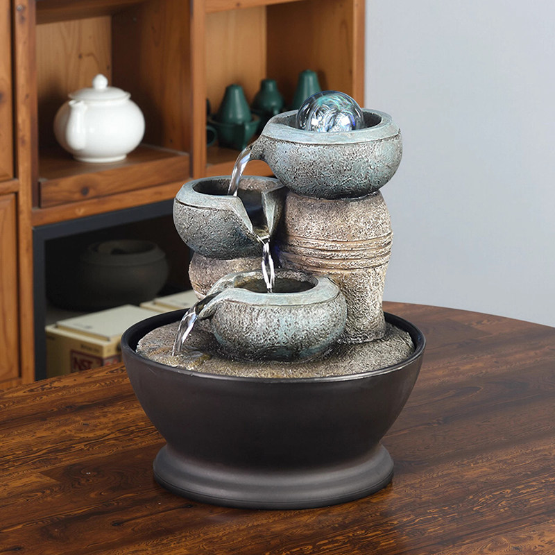 高档桌面流水喷泉摆件循环水办公室客厅玄关风水球轮造景观装饰品,淘宝优惠券,粉丝福利购,淘宝优惠卷