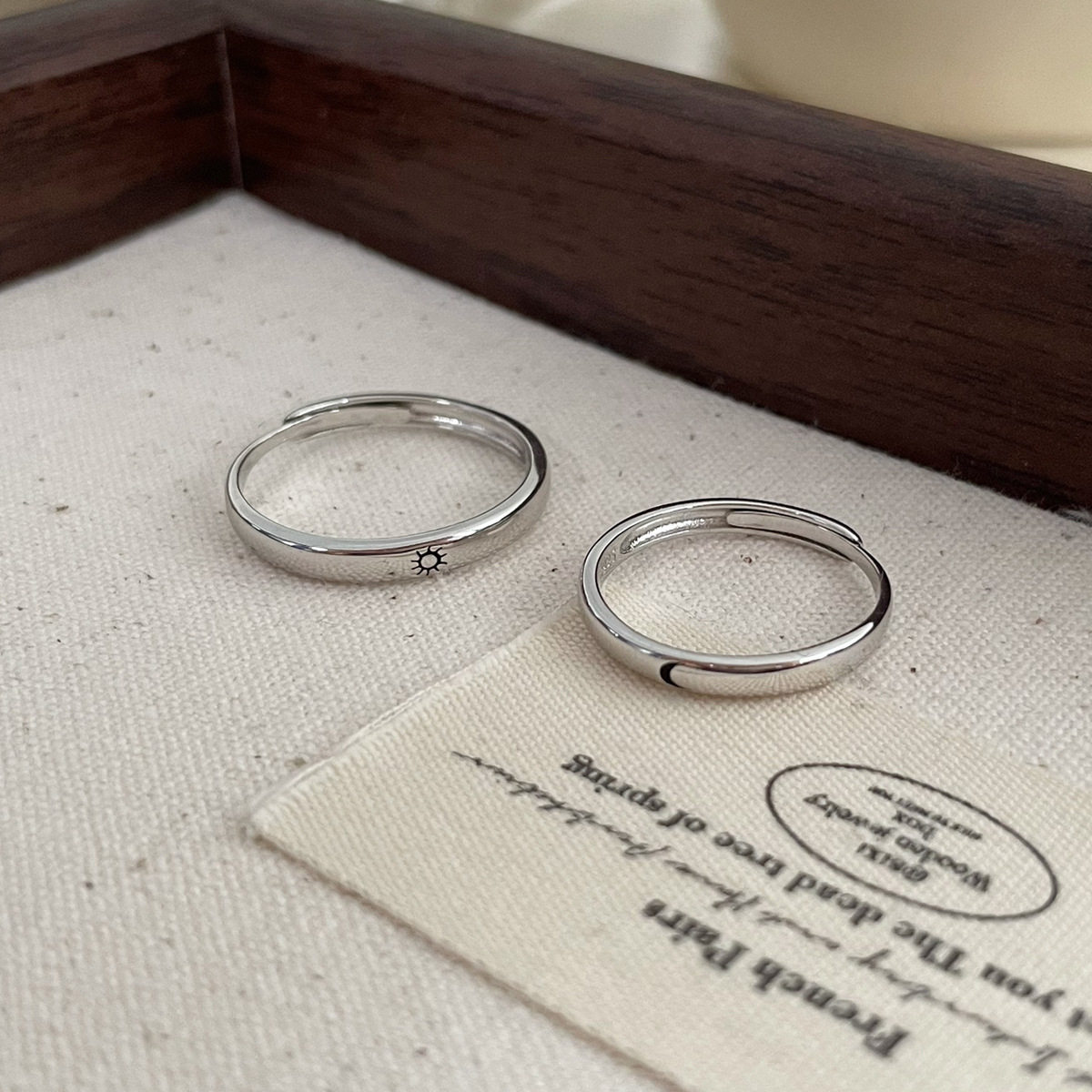 S925 sterling silver couple ring open pair