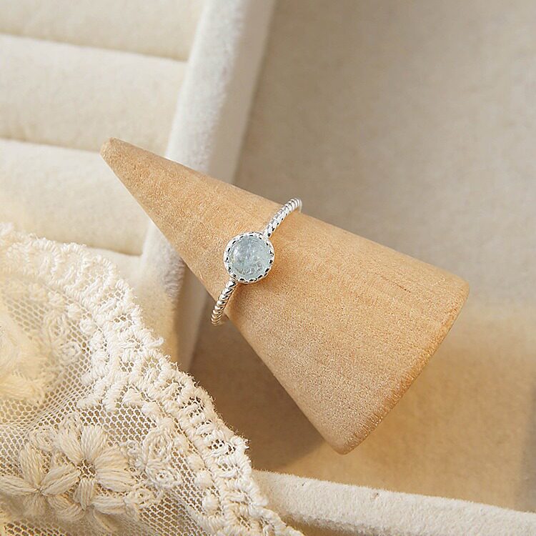 S925 sterling silver natural aquamarine ring