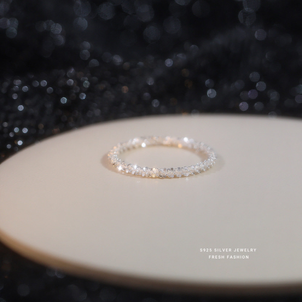 S925 sterling silver ring with closed mouth full of stars