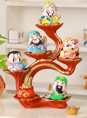 招财五福财神爷摆件前台装饰品