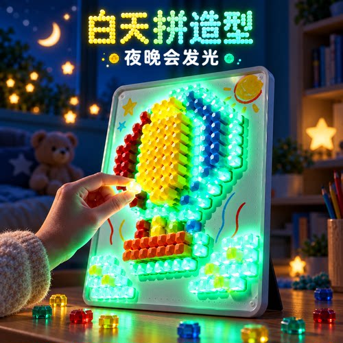 立体百变拼图DIY2蘑菇钉益智玩具大颗粒儿童插插乐3专注力男女孩6 - 图0