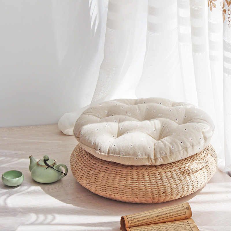 Fabric futon chair cushion, meditation cushion, tatami bay window cushion, round Japanese room cushion, student bench, kneeling cushion