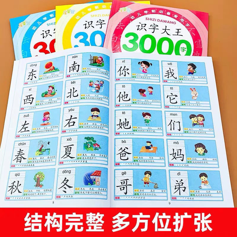 识字大王3000字幼儿园学前启蒙认字神奇儿童看图入门识字大王书籍幼小衔接识字天天练有声伴读幼儿园小班中班大班认字书 - 图3