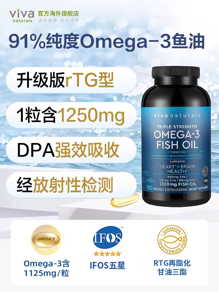 Viva鱼油女生深海鱼油软胶囊rTG深海鱼油DPA成人鱼肝油天然omega3 - 图0