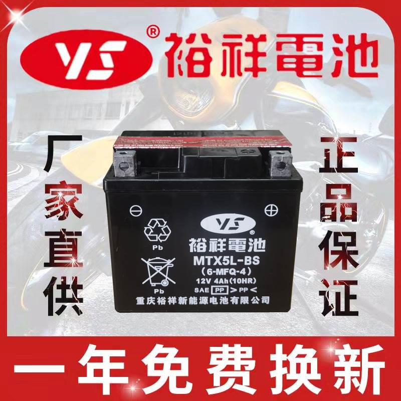 裕祥摩托车电瓶12V通用MTX5L-BS免维护巧格i天剑飞致150福喜as125 - 图3