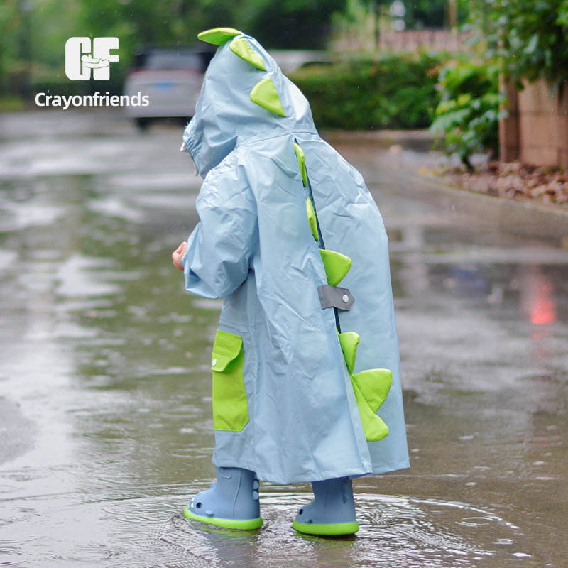 儿童雨衣男童女童幼儿园卡通全身防水雨披套装小学生上学带书包位 - 图3