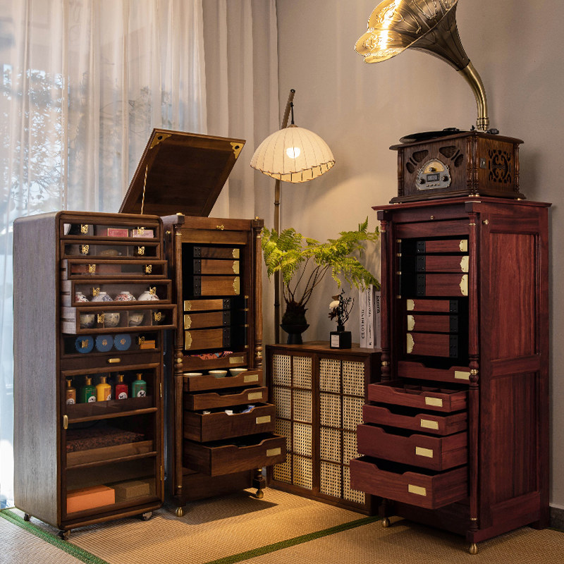 北美黑胡桃实木牙科柜落地茶具收纳柜抽屉中古文玩柜首饰盒置物柜,淘宝优惠券,粉丝福利购,淘宝优惠卷