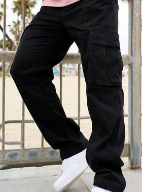 2025秋季新款大口袋工装长裤男士纯色休闲松直筒裤Men's trou