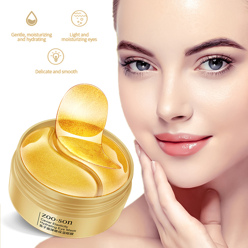 24K黄金眼贴膜60Pcs Gold Collagen Eye Mask Remove Dark Circle - 图0