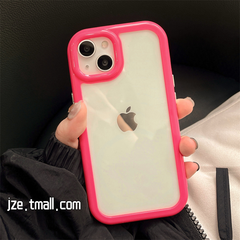 极简透明加厚边框适用苹果14手机壳iPhone13ProMax新款15pro防摔12女11小众14pro情侣高级感网红硅胶全包软壳 - 图2