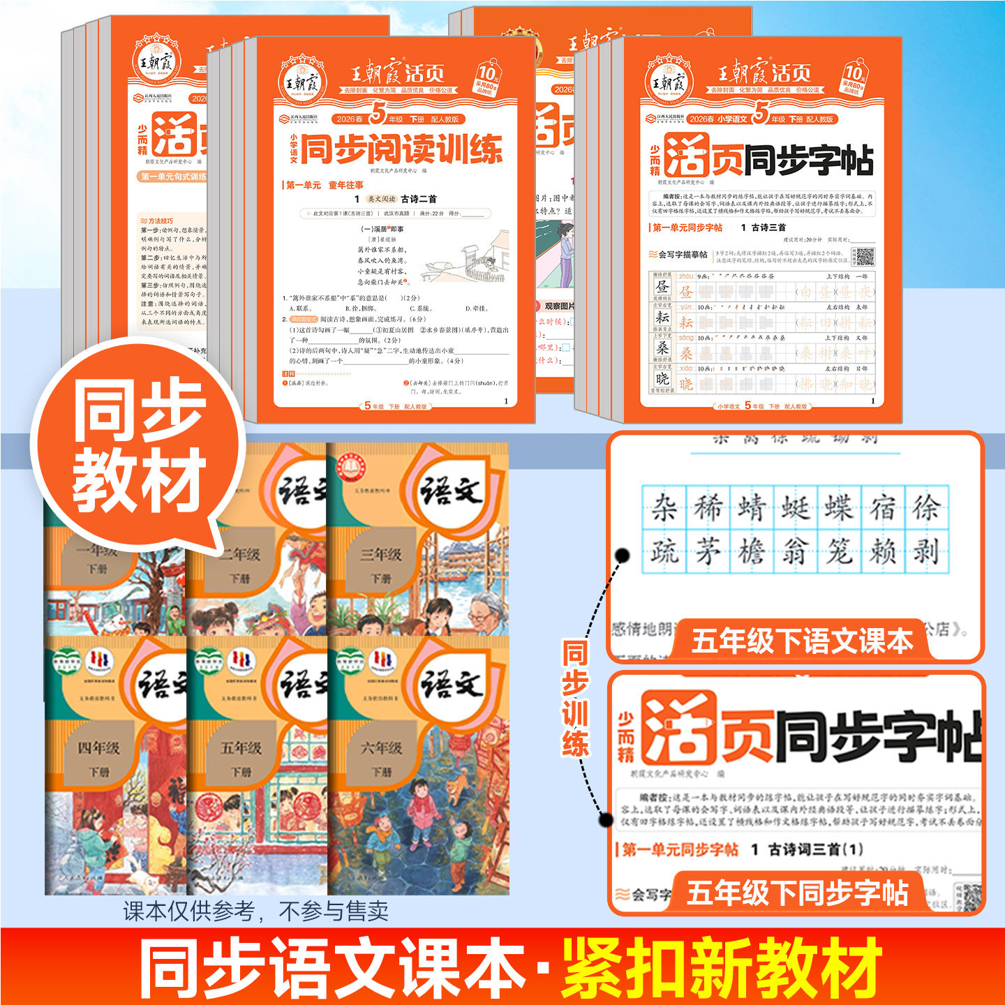 2026版王朝霞活页同步阅读句式训练大全同步字帖三四五六年级上下册小学语文人教版活页默写计算看图写话一二年级专项训练每日一练