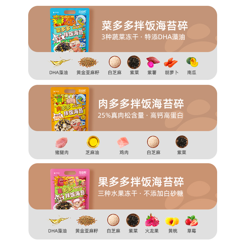 花田熊高钙海苔碎拌饭料肉松芝麻炒紫菜儿童无添加剂饭团材料食材_零食_坚果_特产 第1张