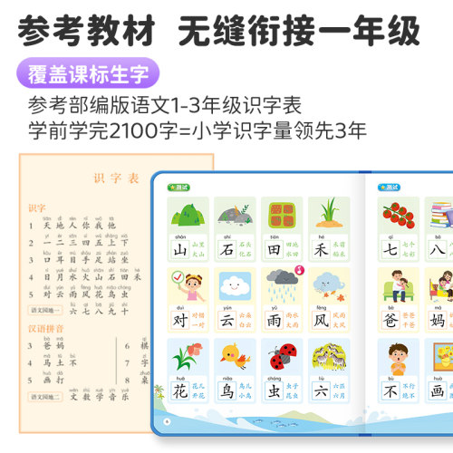 【点读版】豚小蒙学前识字2100全3册盒装3-6岁幼儿早教启蒙参考教材为小学入学准备学前识字零压力小鸡球球配套点读图书 - 图2