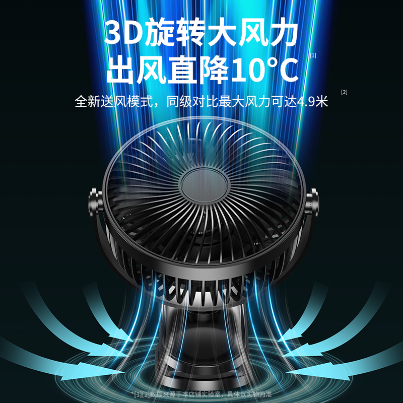 【6寸带夜灯】USB夹式风扇4档超静音大风力便携学生宿舍床上家用手持随身办公桌夹婴儿车载可充电夹扇吹辅食 - 图1