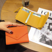 Real Leather Wallet Small Wallet Lady Short SLIM 2023 NEW STUDENT CARD BAG INTEGRATED MONEY CLIP HIGH LEVEL SENSATION