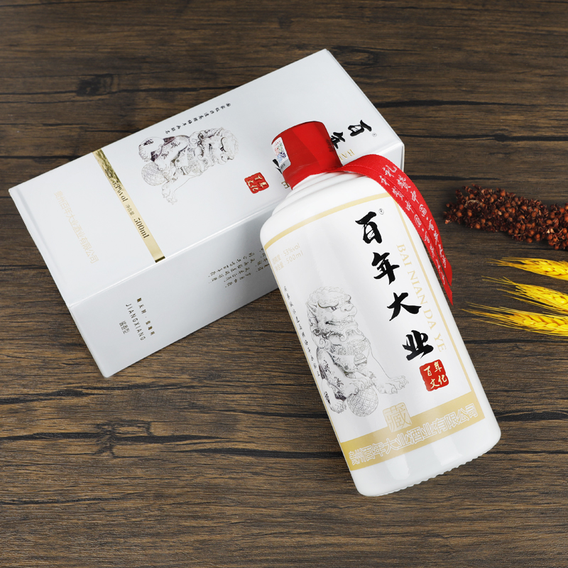 【百年大业】国画狮子款白酒53°酱香酒酒宴喜宴送礼高档白酒-图1