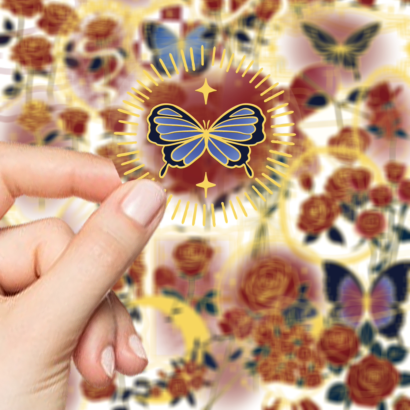 50张复古玫瑰手札烫金贴纸高颜值PET材质DIY手账笔记本水杯贴画,淘宝优惠券,粉丝福利购,淘宝优惠卷