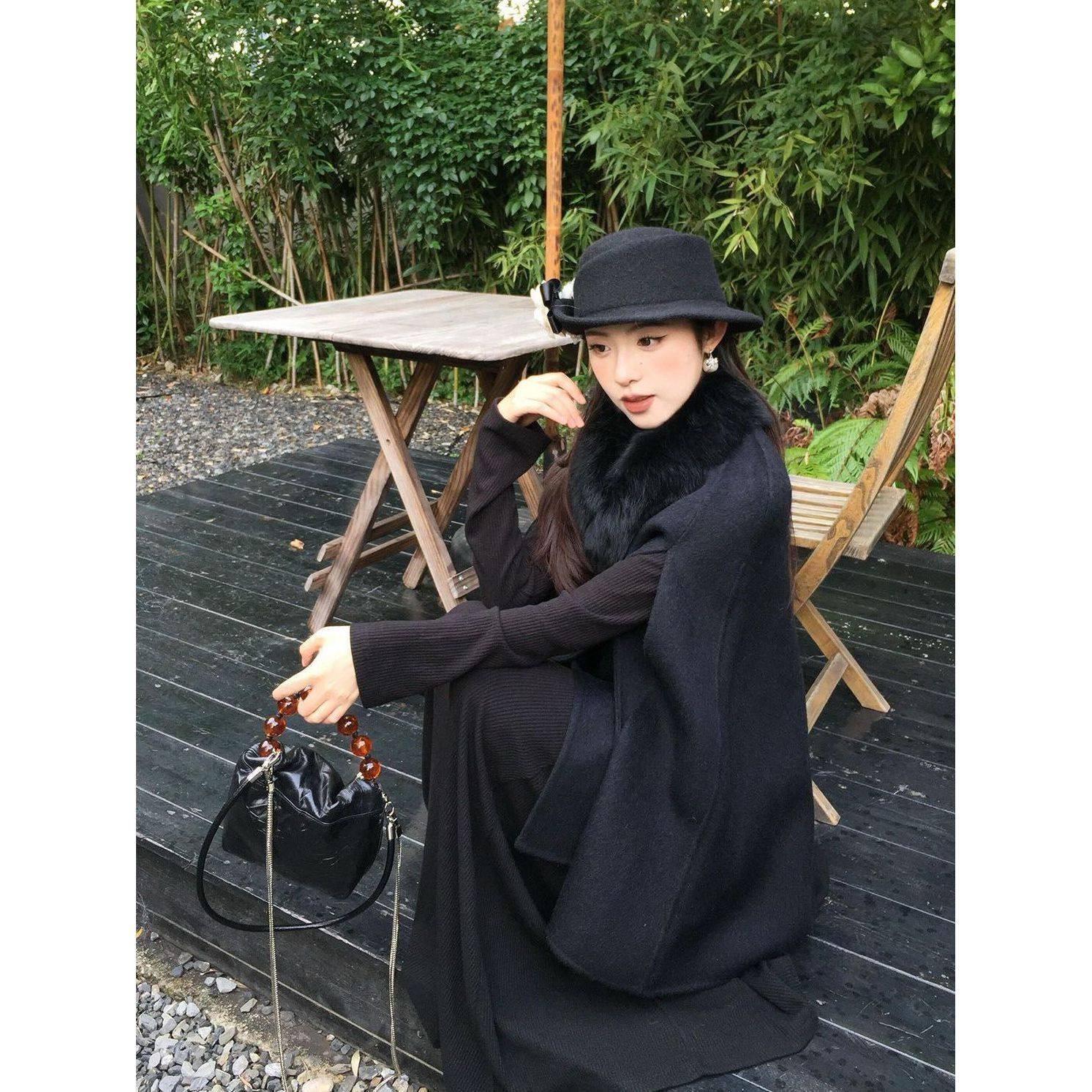 财阀千金 羊毛双面呢斗篷毛呢外套女秋冬短款呢子大衣,淘宝优惠券,粉丝福利购,淘宝优惠卷