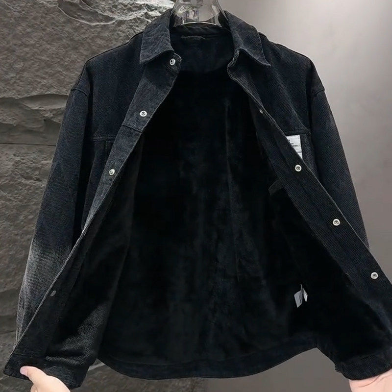 加绒加厚牛仔外套男款潮秋冬季休闲重磅美式复古外穿翻领夹克男装,淘宝优惠券,粉丝福利购,淘宝优惠卷