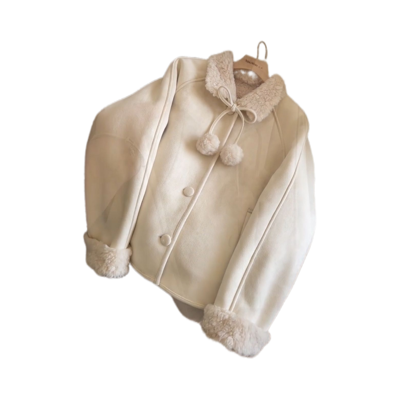 皮毛一体手工毛球超温柔韩系宽松休闲上衣女短外套,淘宝优惠券,粉丝福利购,淘宝优惠卷