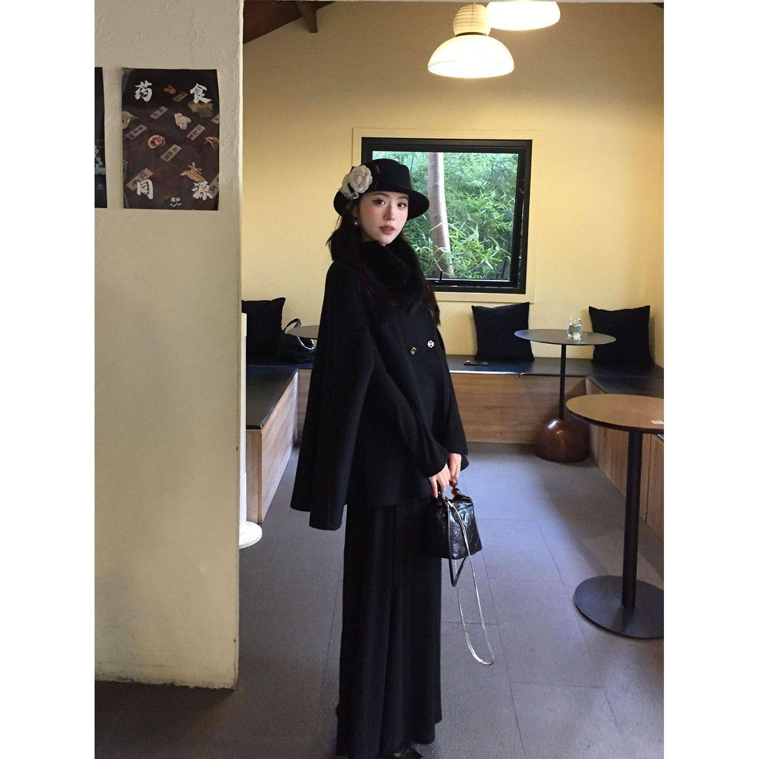 财阀千金 羊毛双面呢斗篷毛呢外套女秋冬短款呢子大衣,淘宝优惠券,粉丝福利购,淘宝优惠卷