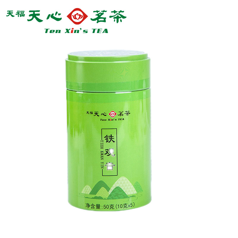 天福天心茗茶铁观音清香型安溪原产乌龙茶罐装口粮茶自饮装50g - 图0