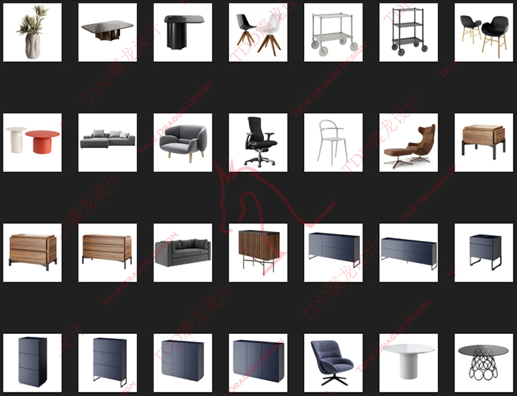 375个椅子桌子柜子家具3DMAX模型C4D犀牛Blender素材VRCR材质maya - 图1