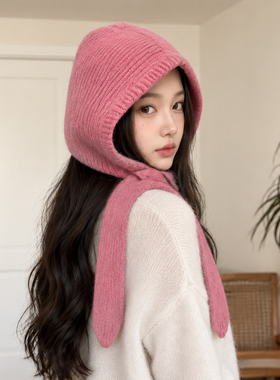 女款灰色保暖显脸小针织毛线帽