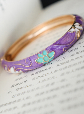 经典复古女子景泰蓝开口手镯