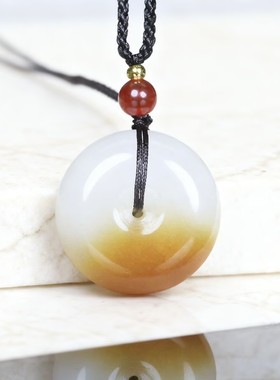 新疆和田糖白玉平安扣吊坠护身符