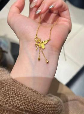 色灵蛇与蝴蝶流苏项链新中式复古蛇年锁骨链