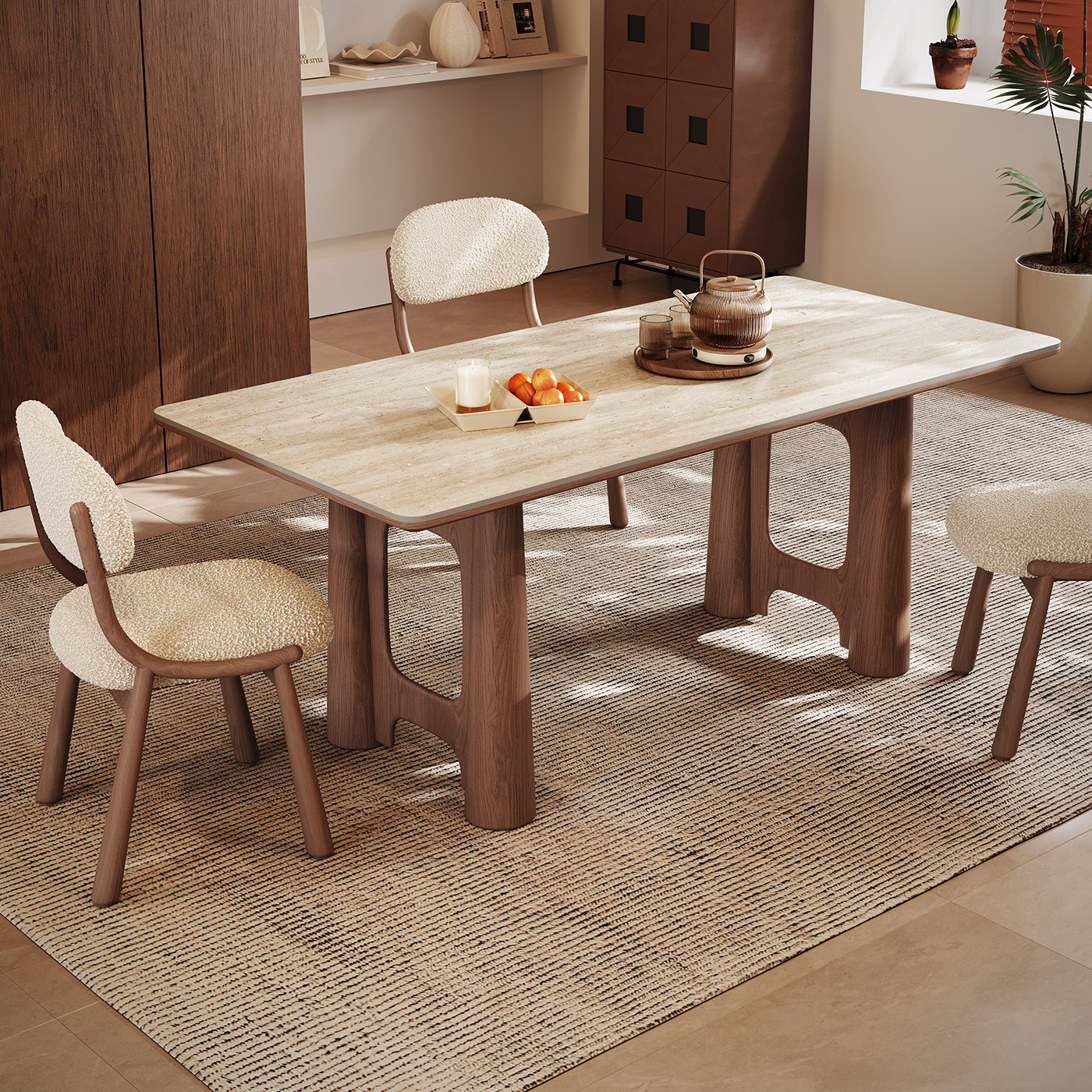 中古风实木餐桌侘寂风书桌泡茶桌家用复古风书桌洽谈洞石岩板餐桌,淘宝优惠券,粉丝福利购,淘宝优惠卷