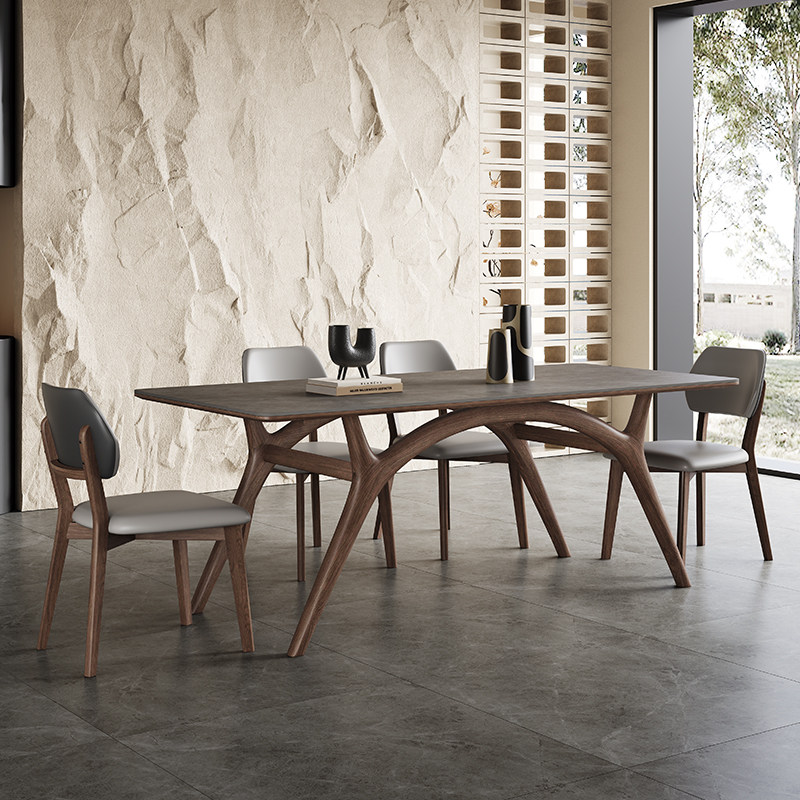 餐桌椅胡桃色意式现代简约北欧客厅小户型岩板实木饭桌白蜡木餐桌,淘宝优惠券,粉丝福利购,淘宝优惠卷