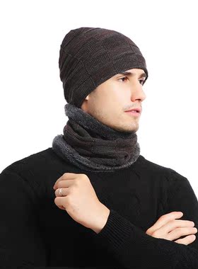 Men's winter warm knit hat neckerchief 冬帽围脖防寒套装