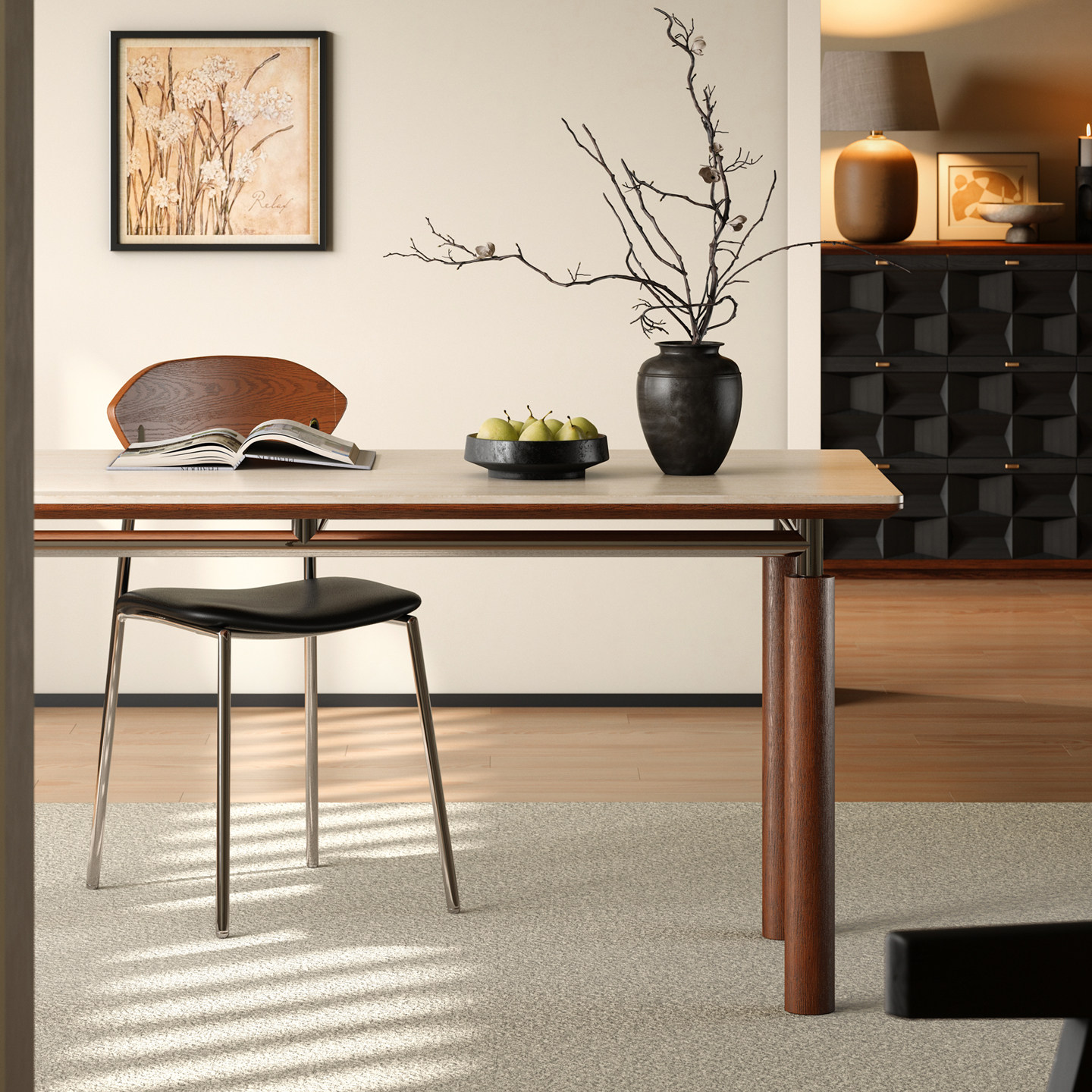 凡尔赛宫廷云柱实木岩板餐桌小户型复古中古风维亚长方形洞石饭桌,淘宝优惠券,粉丝福利购,淘宝优惠卷