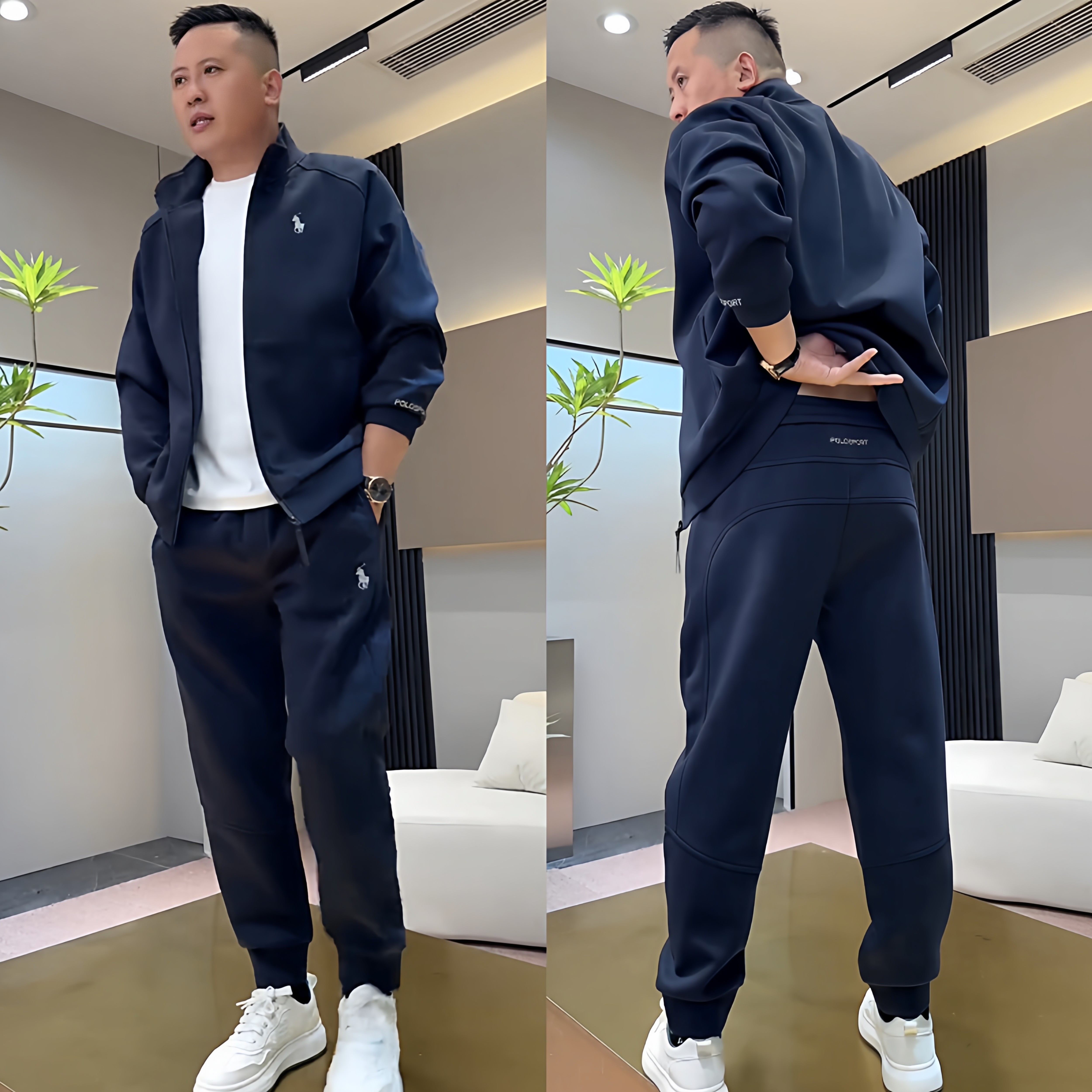 秋季新款简约高级感运动套装男士时尚重磅连帽外套束脚卫裤两件套,淘宝优惠券,粉丝福利购,淘宝优惠卷