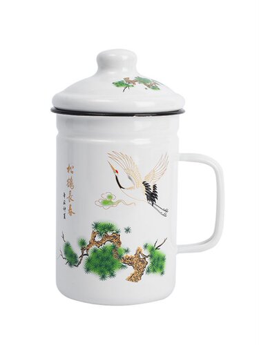 加厚搪瓷带盖304茶漏复古大容量茶水杯办公室马克杯电磁炉可加热 - 图2